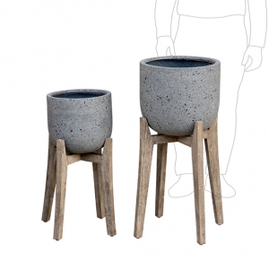 MetroLite Cup Pot + Timber Stand Set 2