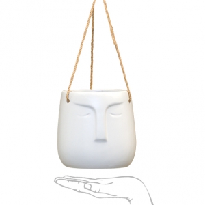 Noah Pot Hanging 15x15cm: Buff White